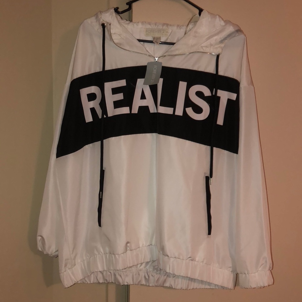 White and Black Drawstring Hoodie